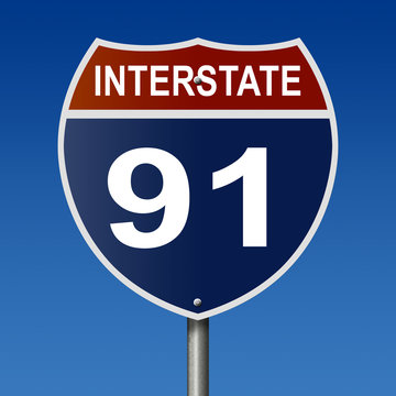 Sign for Interstate 5, part of the National Highway System, which travels through Connecticut, Massachusetts and Vermont