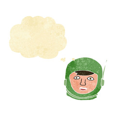 cartoon astronaut head with thought bubble