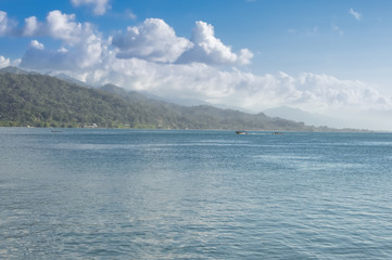 Beautiful tropical coast of the Caribbean sea by the little town of Omoa in Honduras