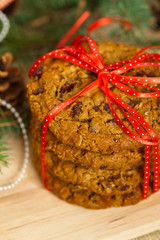 Christmas Oatmeal Cookies. Selective focus.