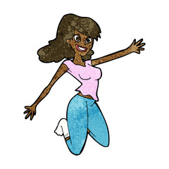cartoon jumping woman