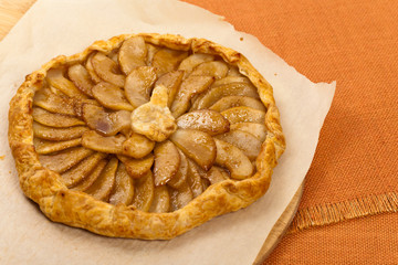 Pear Pie with Brown Sugar. Selective focus.