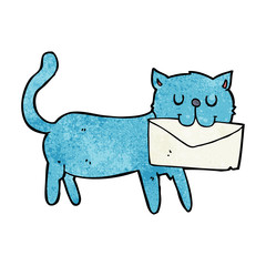 cartoon cat carrying letter