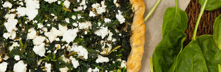 Spinach Pie with Feta. Shallow dof. Selective focus.