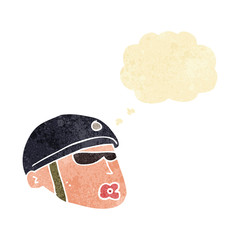 Obraz na płótnie Canvas cartoon policeman head with thought bubble