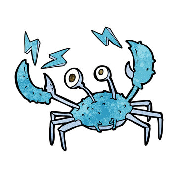 blue cartoon crab with lightning clip art preview