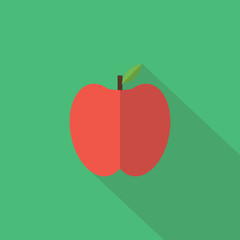 Apple icon , Flat design style, vector illustration. long shadow