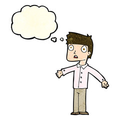 cartoon shocked man with thought bubble