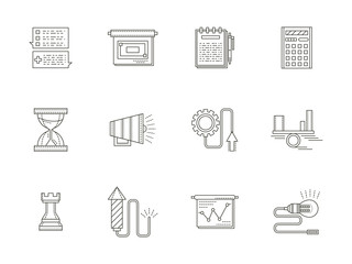 Business strategy thin line vector icons set