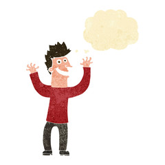 cartoon excited man with thought bubble