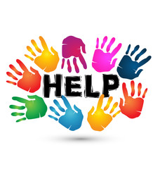 Hands colorful help symbol logo vector