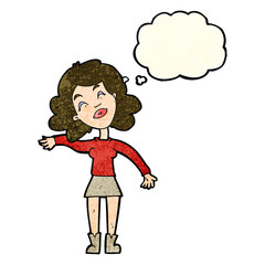 cartoon woman only joking with thought bubble