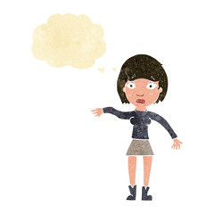 cartoon surprised woman with thought bubble