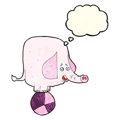 cartoon circus elephant with thought bubble