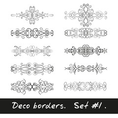 Ten decorative borders in white color. Set 1.