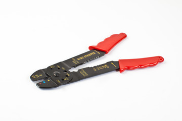 Pliers isolated on a white background, old pliers with rust and dirty stain, isolated mechanical tool, new pliers tool on white background