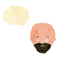 cartoon shocked man with beard with thought bubble