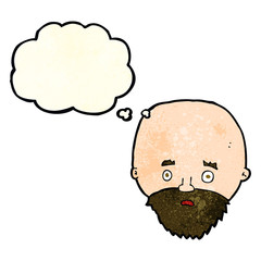 cartoon shocked man with beard with thought bubble