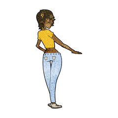 cartoon pretty girl in jeans and tee
