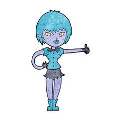 cartoon vampire girl giving thumbs up sign