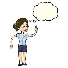 cartoon woman with great idea with thought bubble