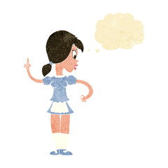 cartoon waitress calling order with thought bubble