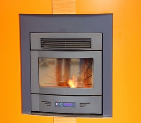 modern wood-burning stove to heat House