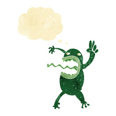 cartoon crazy frog with thought bubble