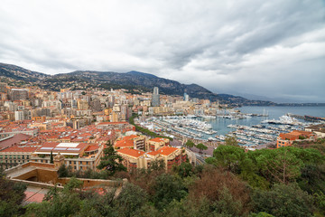 Fototapeta na wymiar View Monaco and Monte Carlo harbor