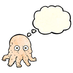 cartoon alien squid face with thought bubble
