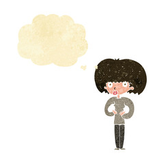 cartoon surprised woman with thought bubble