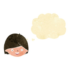 cartoon happy face with thought bubble