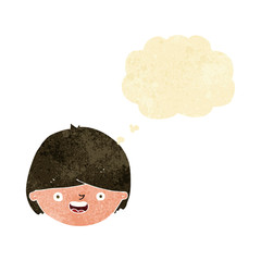 Obraz na płótnie Canvas cartoon happy face with thought bubble