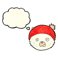 cartoon teddy bear face with thought bubble