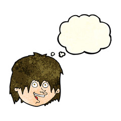 cartoon happy man with thought bubble