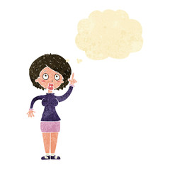 cartoon woman with idea with thought bubble