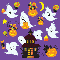 Cute halloween ghost vector illustration