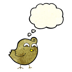 cartoon funny bird with thought bubble