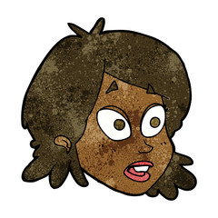 cartoon female face with surprised expression
