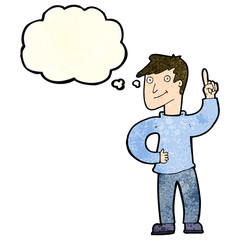 cartoon man with great idea with thought bubble