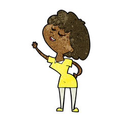 cartoon happy woman about to speak