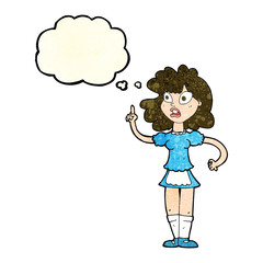 cartoon worried maid with thought bubble