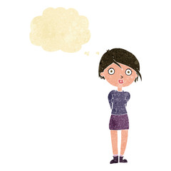 cartoon surprised girl with thought bubble