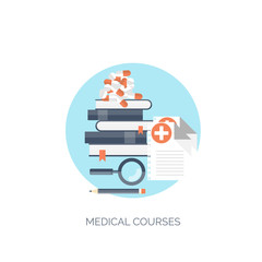Vector illustration. Flat medical and chemical background
