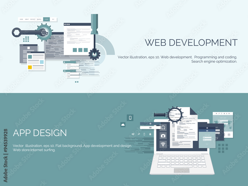 Wall mural vector illustration. web search. flat computing background