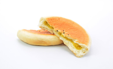 bread filled soy on white background