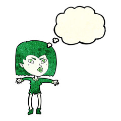 cartoon vampire girl with thought bubble