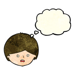 cartoon unhappy boy  with thought bubble