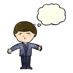 cartoon annoyed man with thought bubble