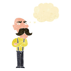 cartoon angry old man with thought bubble
